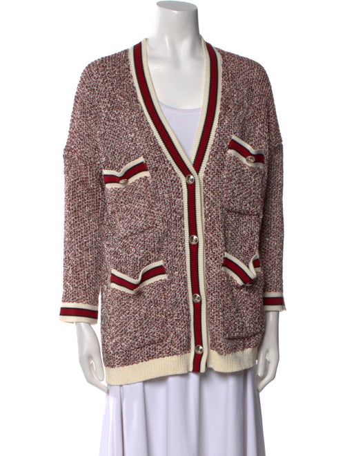 Maje Colorblock Pattern V-Neck Sweater