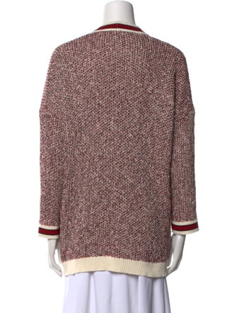 Maje Colorblock Pattern V-Neck Sweater