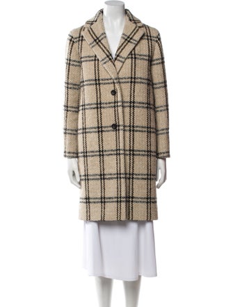 Maje Wool Plaid Print Coat