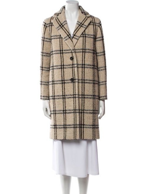 Maje Wool Plaid Print Coat