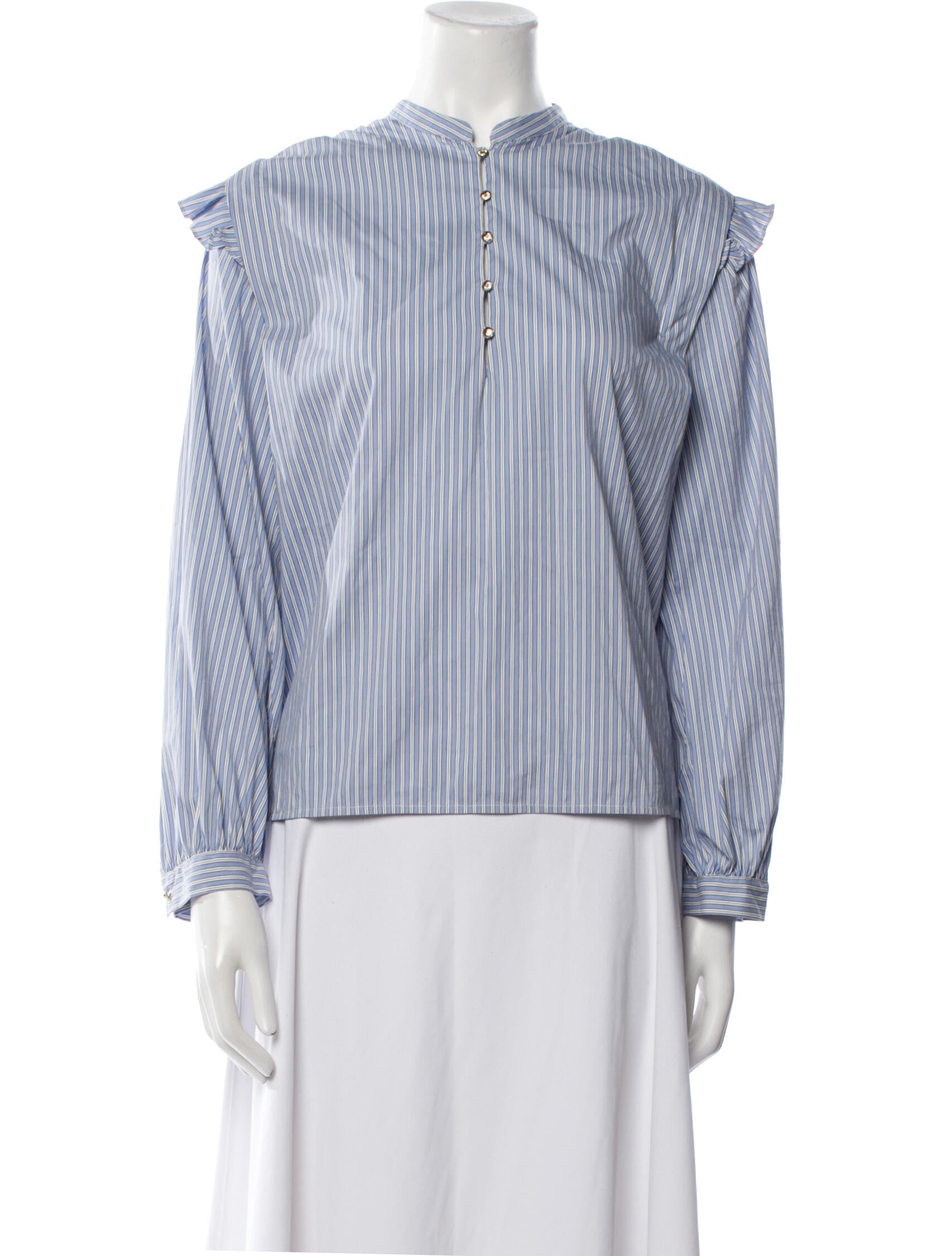 Maje Striped Mock Neck Polo