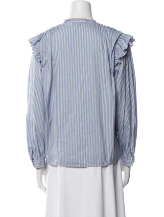 Maje Striped Mock Neck Polo