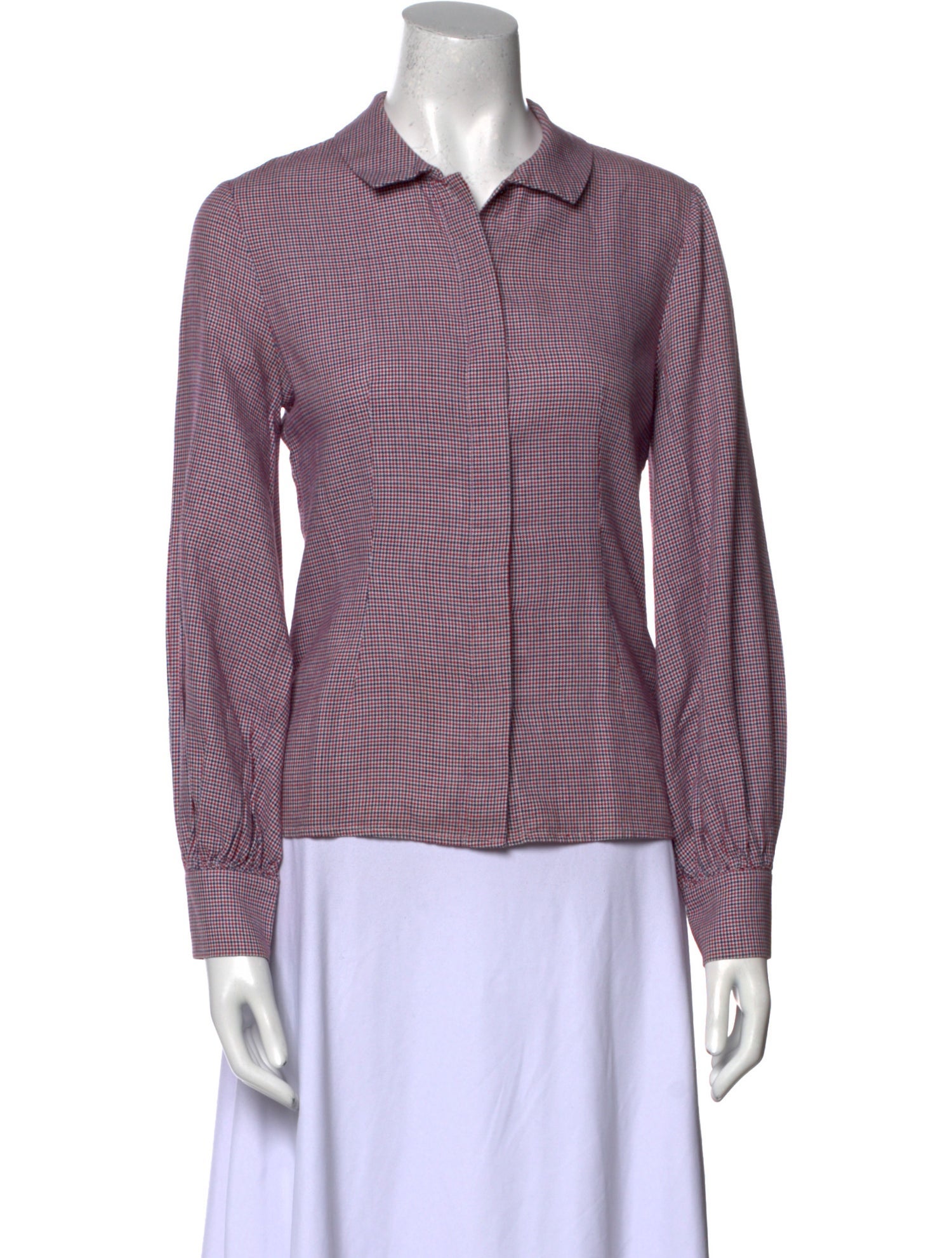 Maje Plaid Print Long Sleeve Button-Up Top