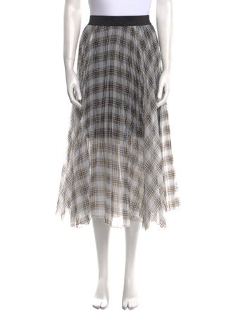 Maje Plaid Print Midi Length Skirt