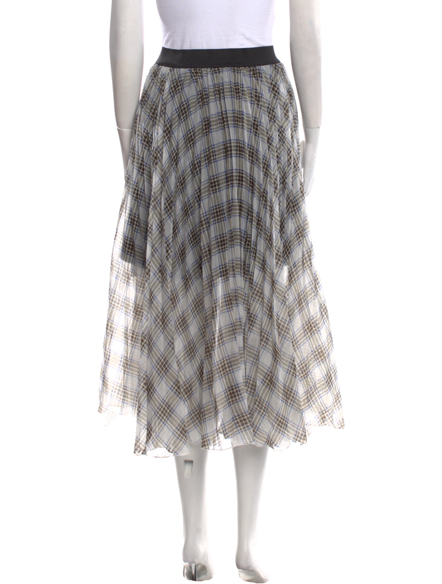 Maje Plaid Print Midi Length Skirt