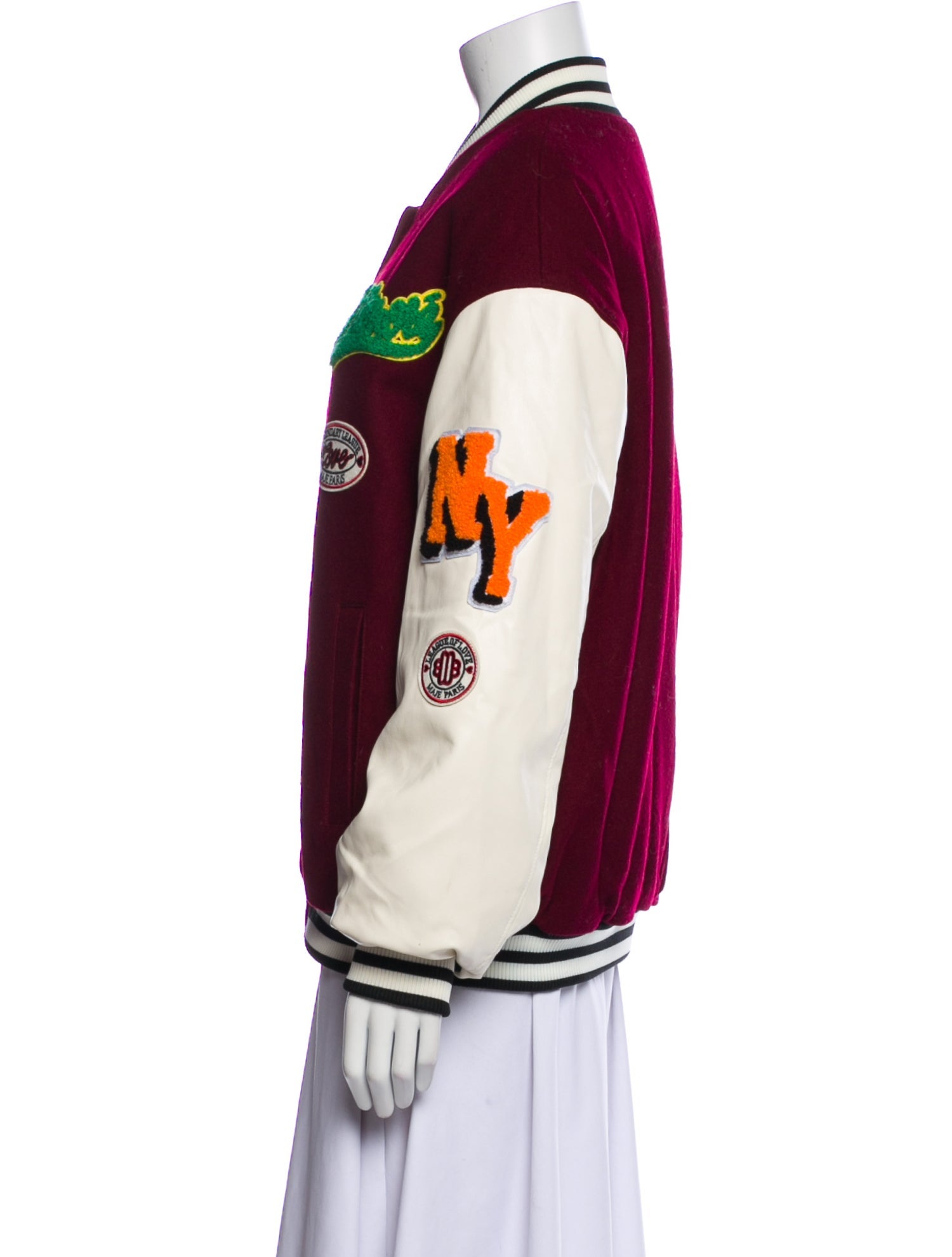 Maje Wool Graphic Print Bomber Jacket