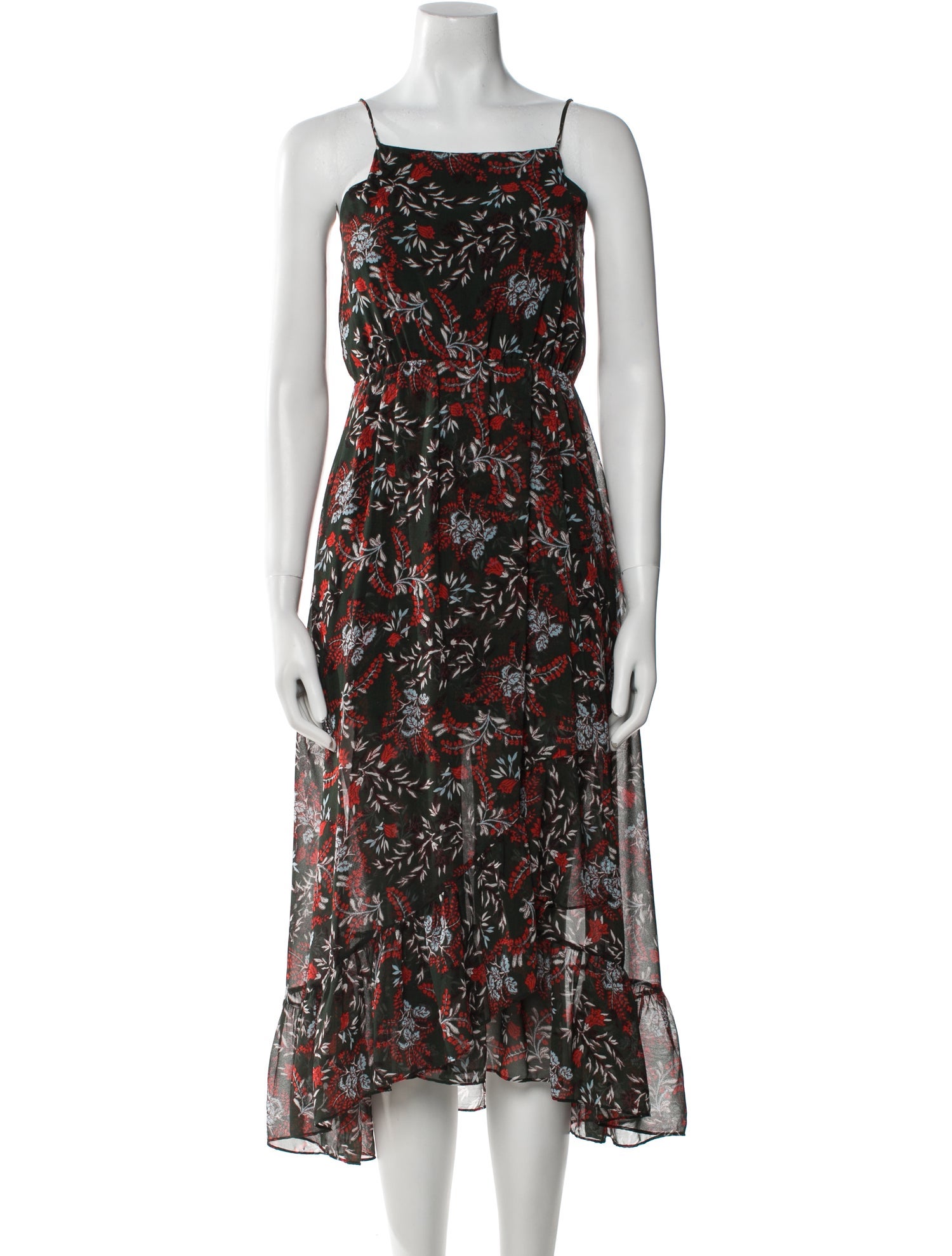 Maje Floral Print Midi Length Dress