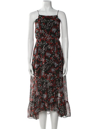 Maje Floral Print Midi Length Dress