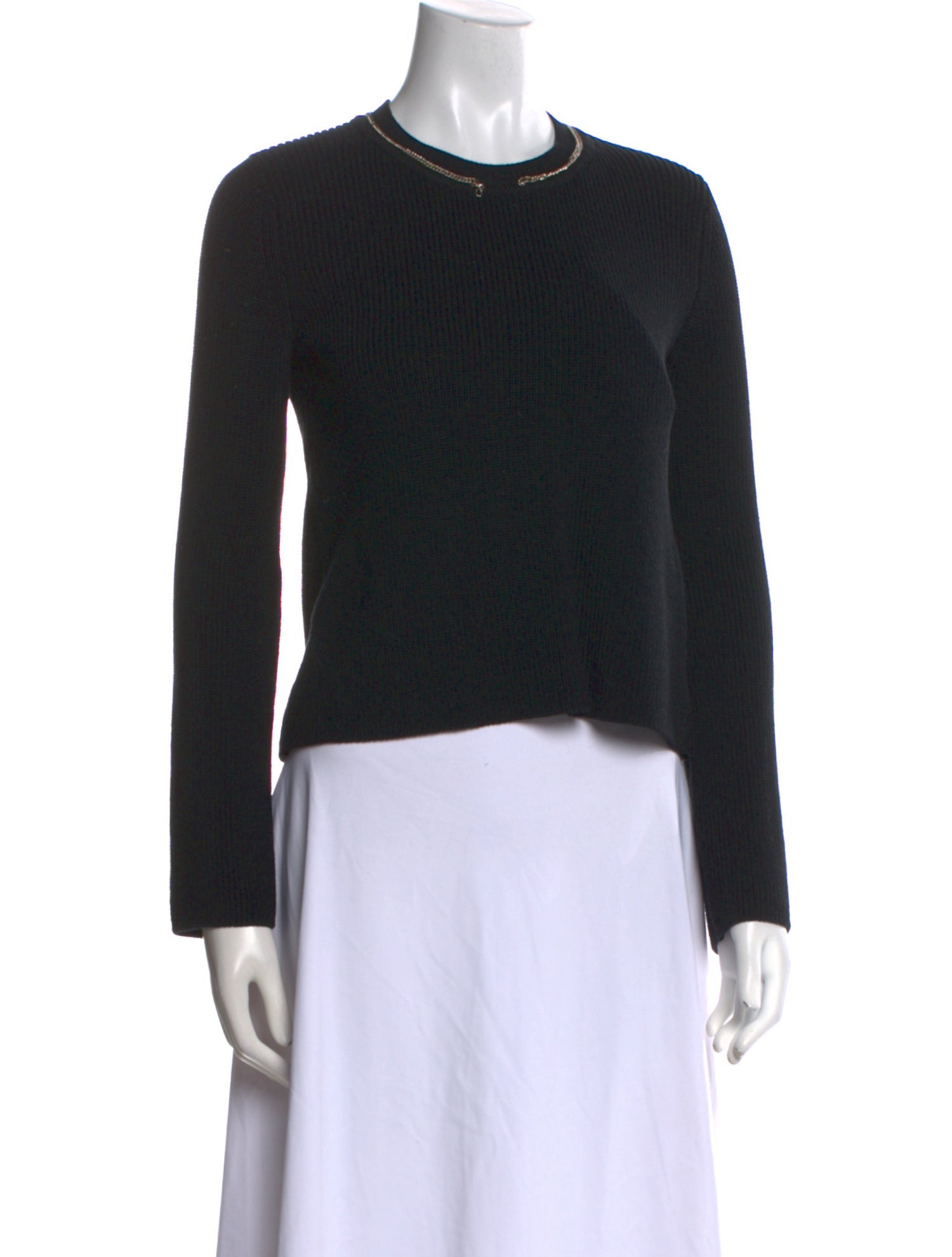 Maje Crew Neck Long Sleeve Crop Top