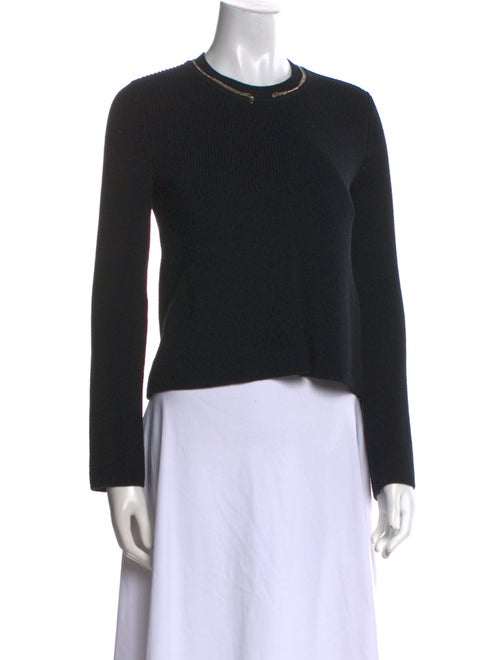 Maje Crew Neck Long Sleeve Crop Top