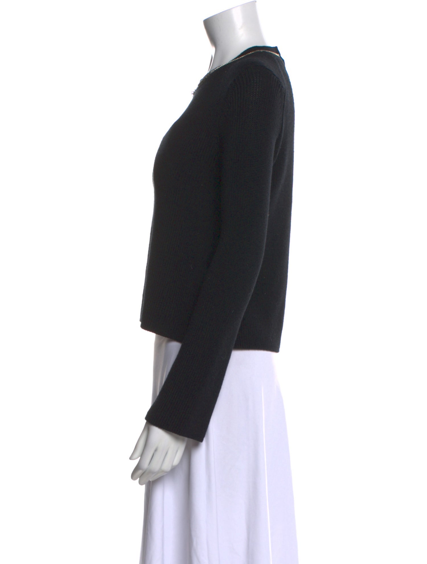 Maje Crew Neck Long Sleeve Crop Top