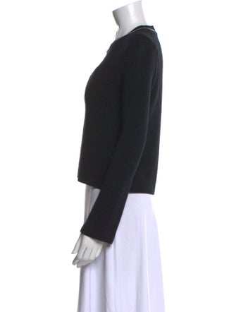 Maje Crew Neck Long Sleeve Crop Top