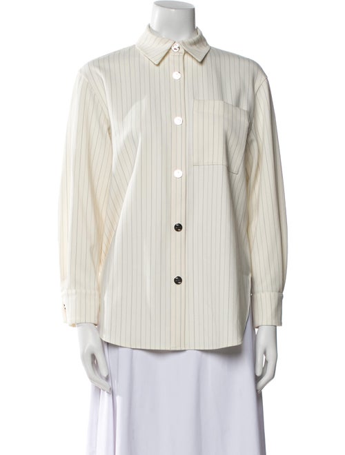 Maje Striped Long Sleeve Button-Up Top