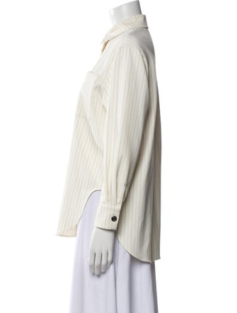 Maje Striped Long Sleeve Button-Up Top