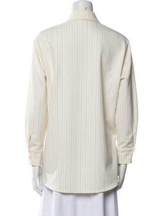 Maje Striped Long Sleeve Button-Up Top