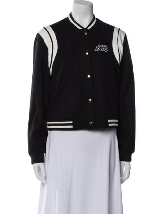 Maje Virgin Wool Striped Bomber Jacket