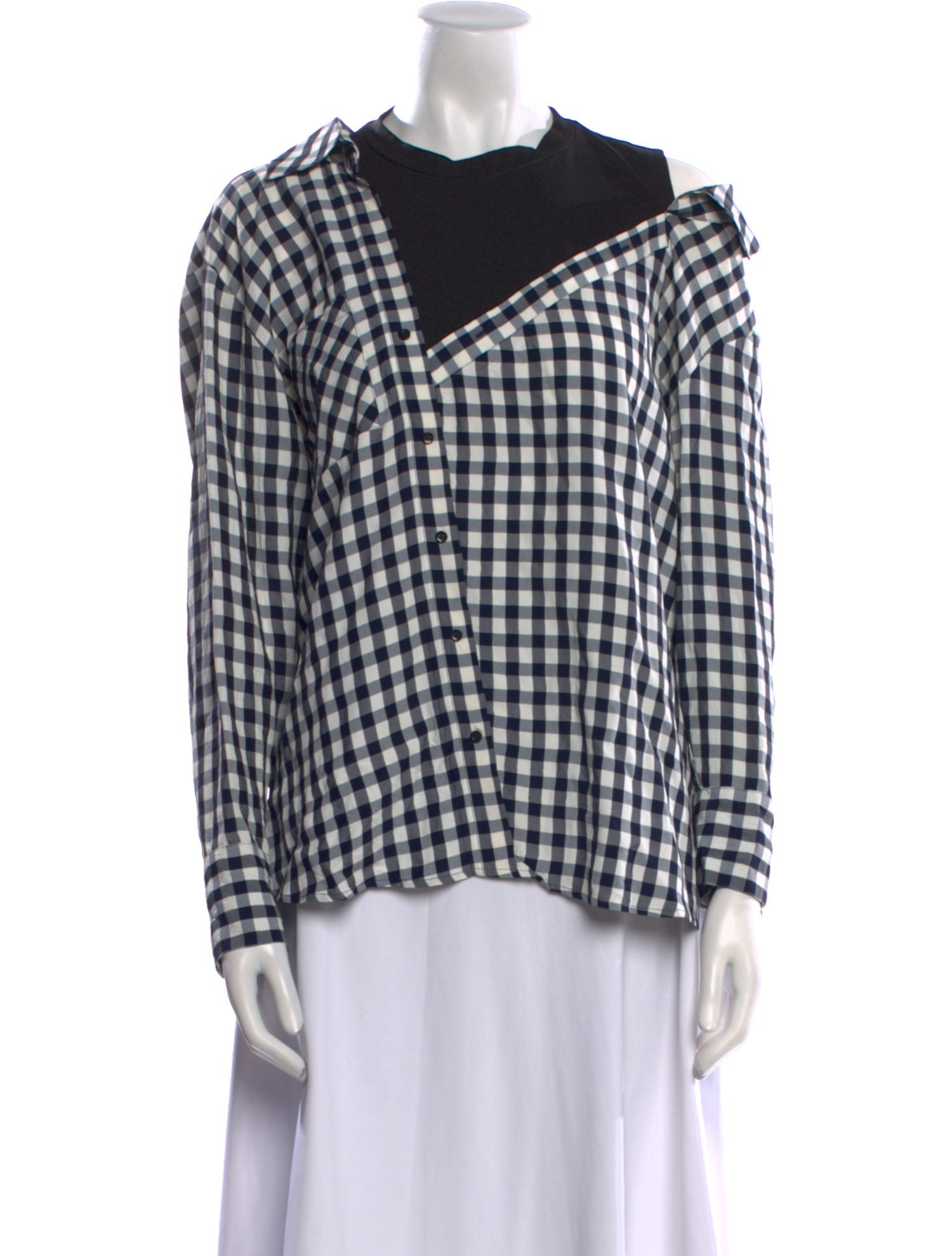 Maje Plaid Print Crew Neck Top