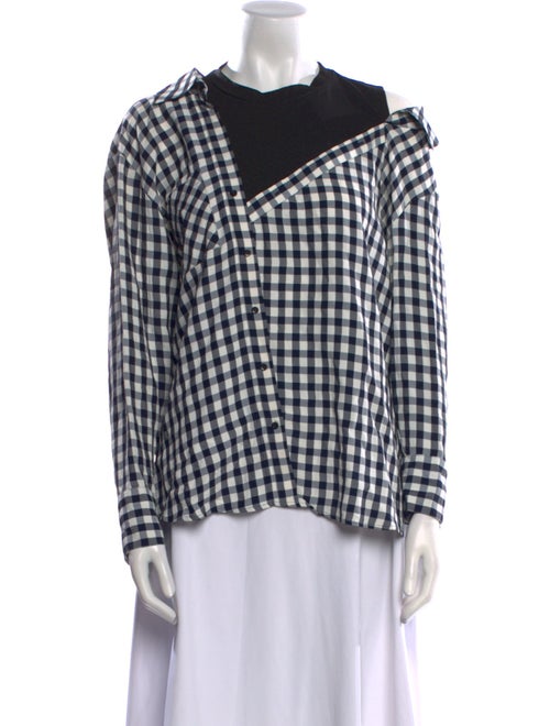 Maje Plaid Print Crew Neck Top