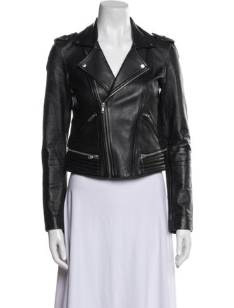 Maje Lamb Leather Biker Jacket