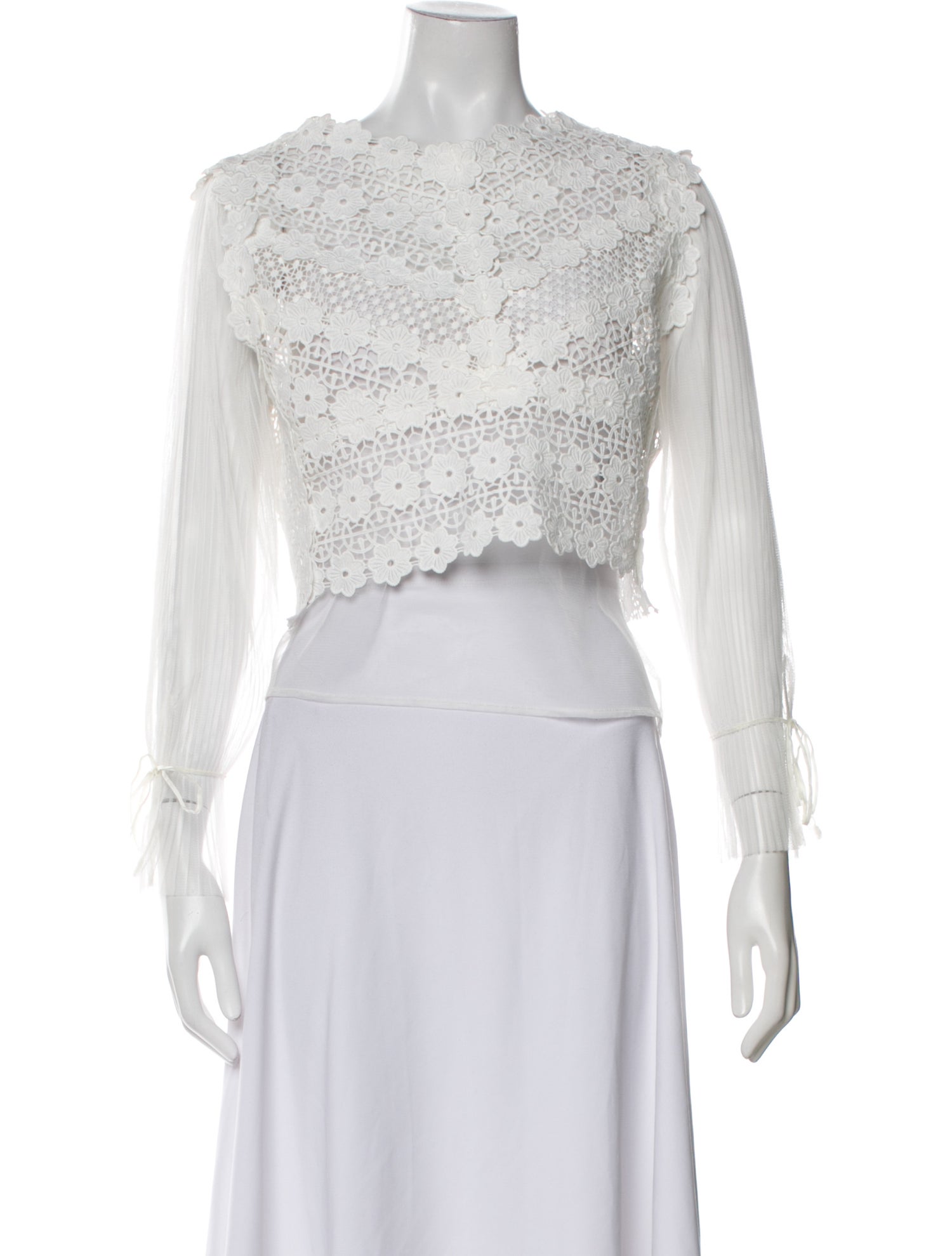 Maje Crew Neck Three-Quarter Sleeve Crop Top w/ Tags