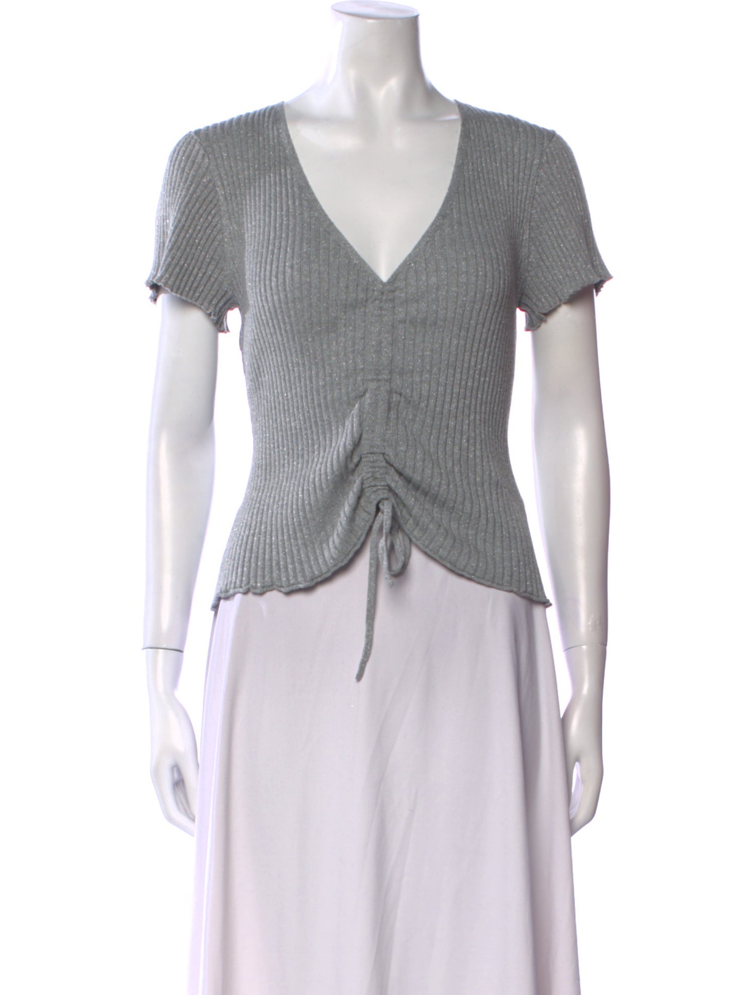 Maje V-Neck Short Sleeve Crop Top