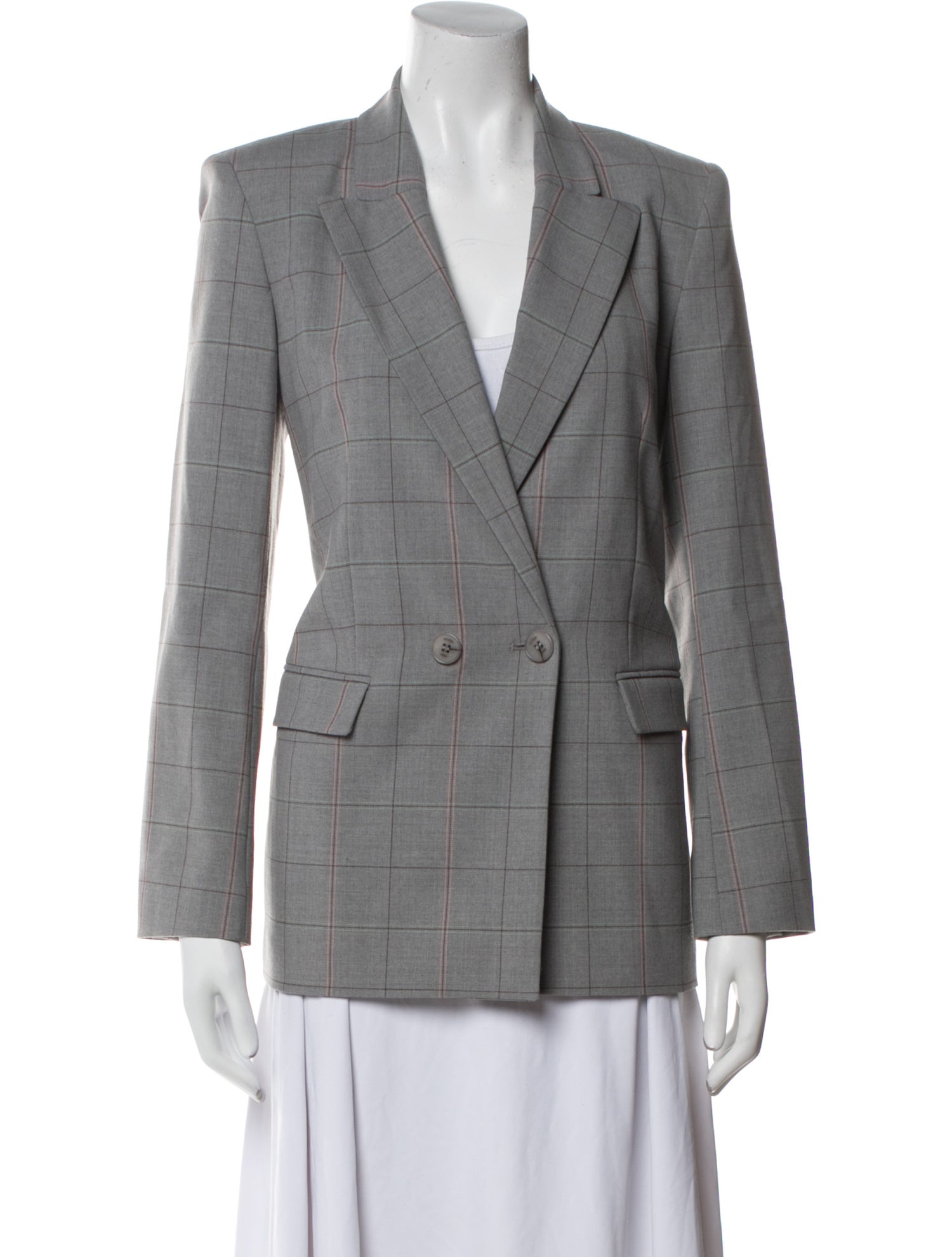 Maje Wool Plaid Print Blazer