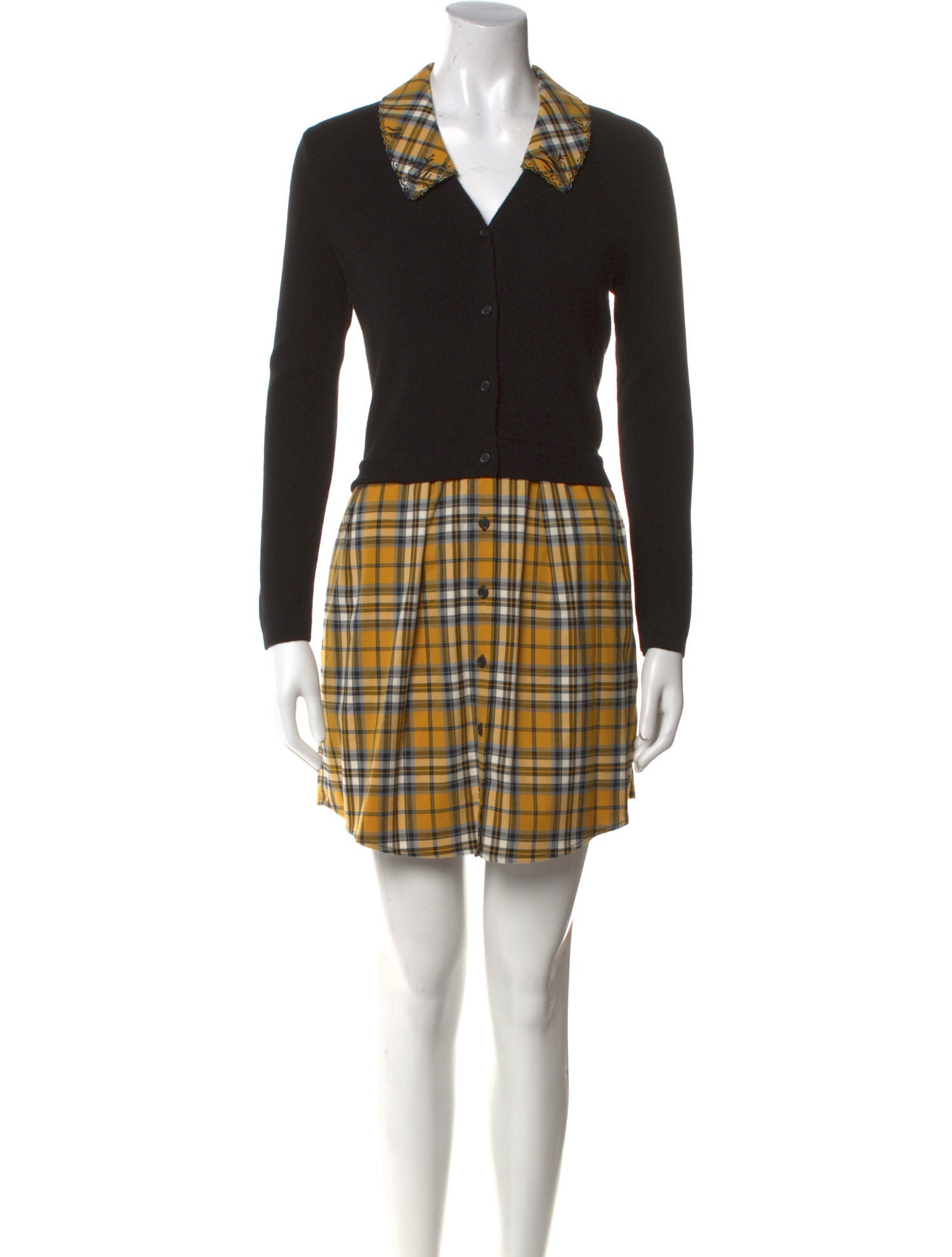 Maje Plaid Print Mini Dress