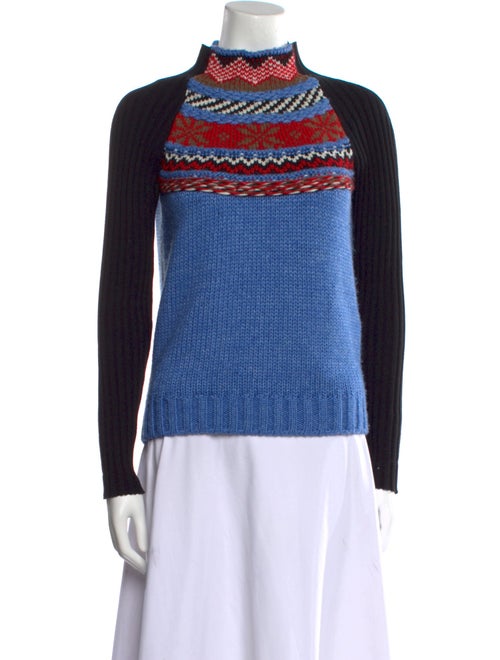 Maje Colorblock Pattern Mock Neck Sweater