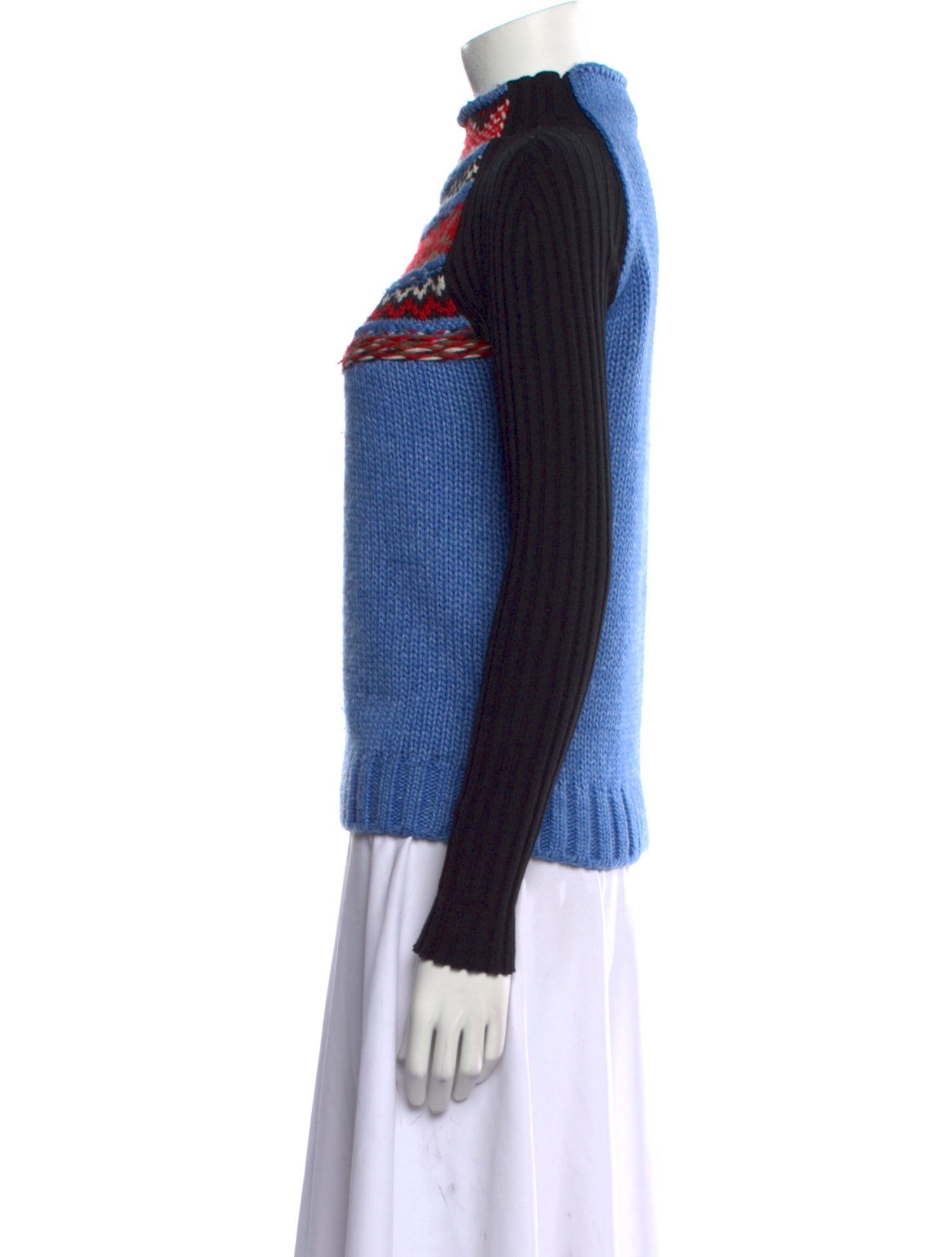 Maje Colorblock Pattern Mock Neck Sweater