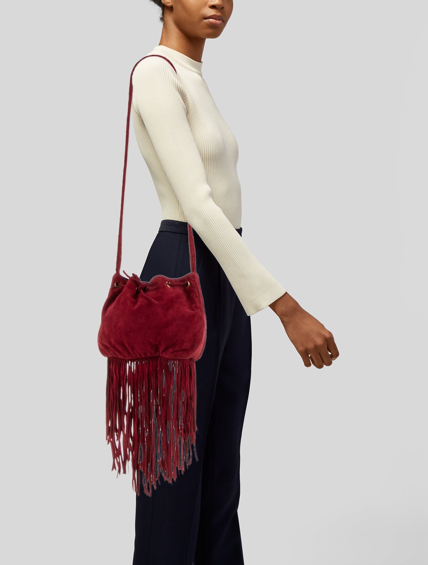 Maje Suede Shoulder Bag