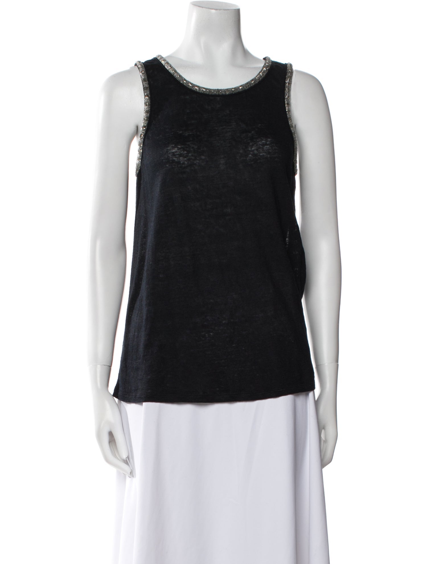 Maje Linen Scoop Neck Top