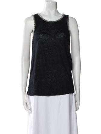 Maje Linen Scoop Neck Top