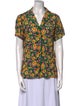 Maje Floral Print Short Sleeve Button-Up Top