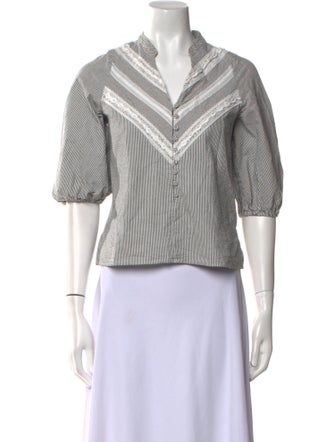 Maje Striped V-Neck Crop Top