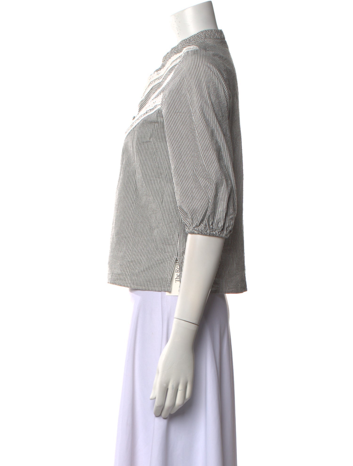 Maje Striped V-Neck Crop Top