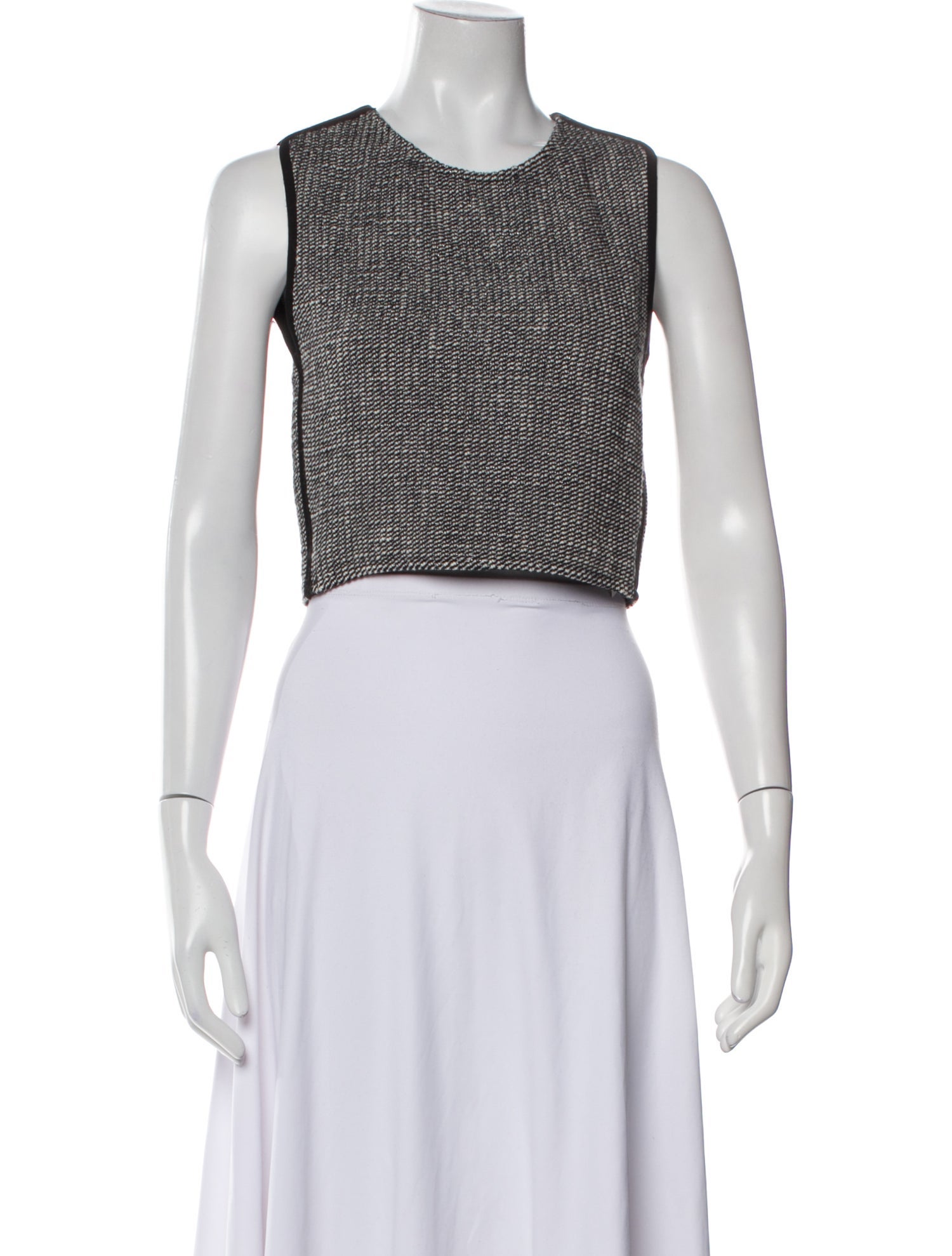 Maje Printed Crew Neck Crop Top