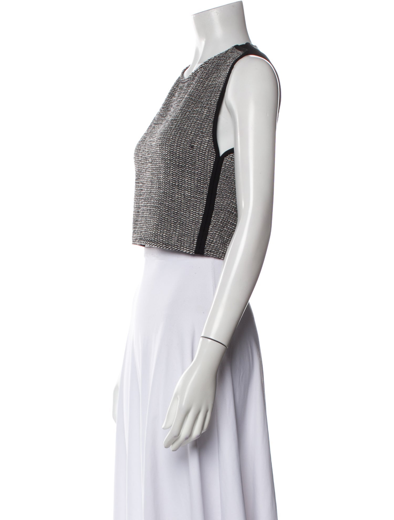 Maje Printed Crew Neck Crop Top