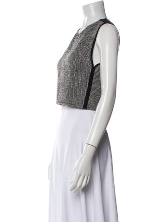 Maje Printed Crew Neck Crop Top