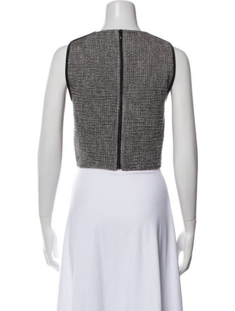 Maje Printed Crew Neck Crop Top