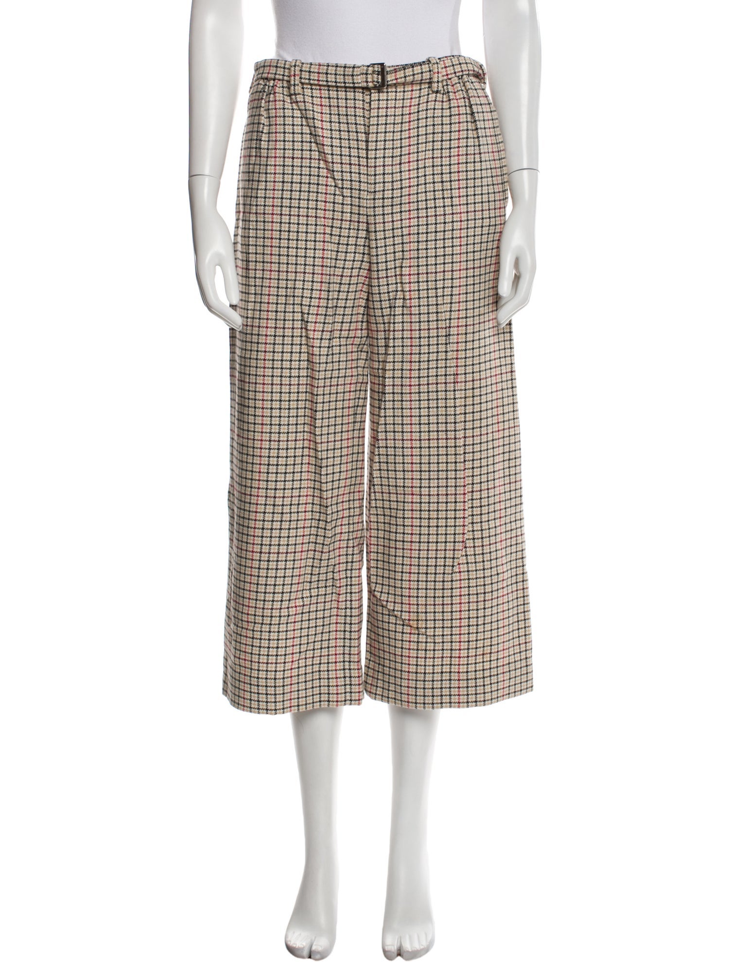 Maje Plaid Print Wide Leg Pants