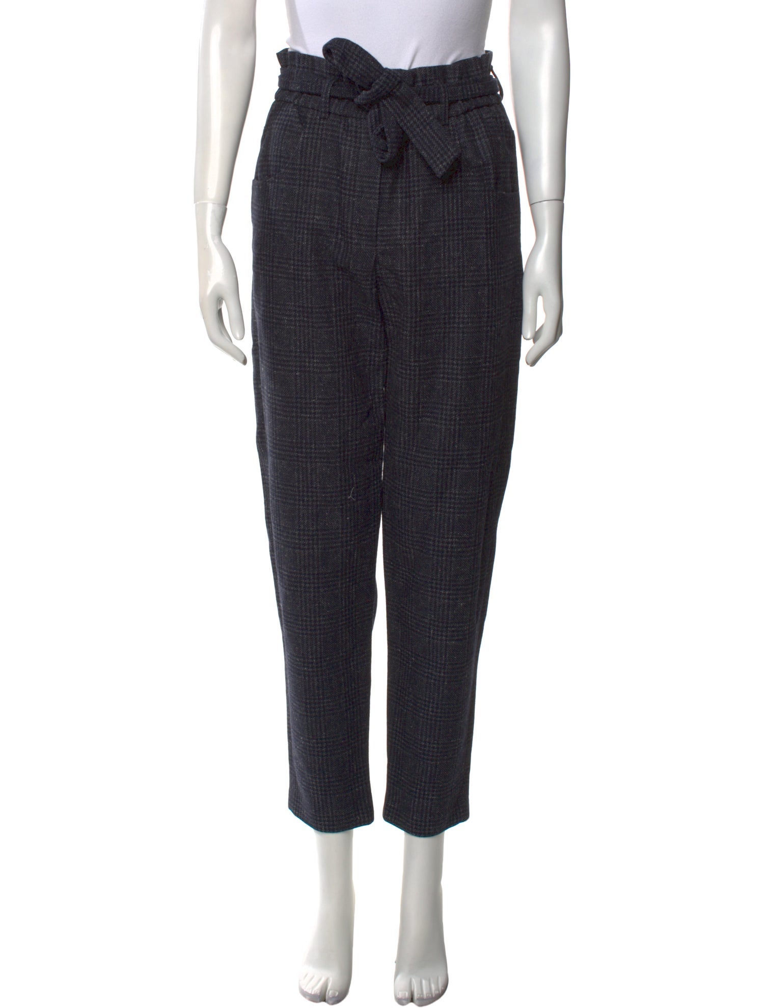 Maje Plaid Print Straight Leg Pants