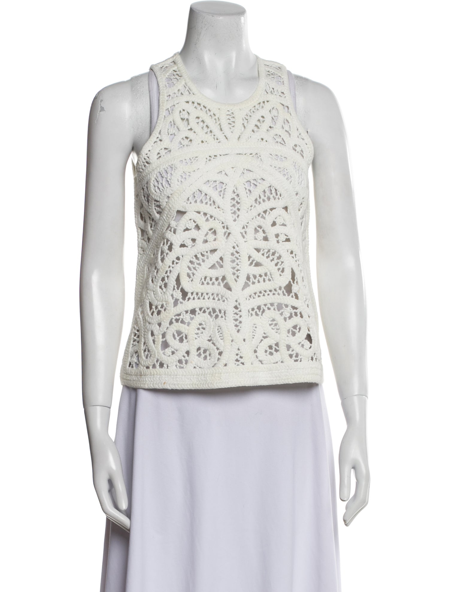 Maje Lace Pattern Scoop Neck Top