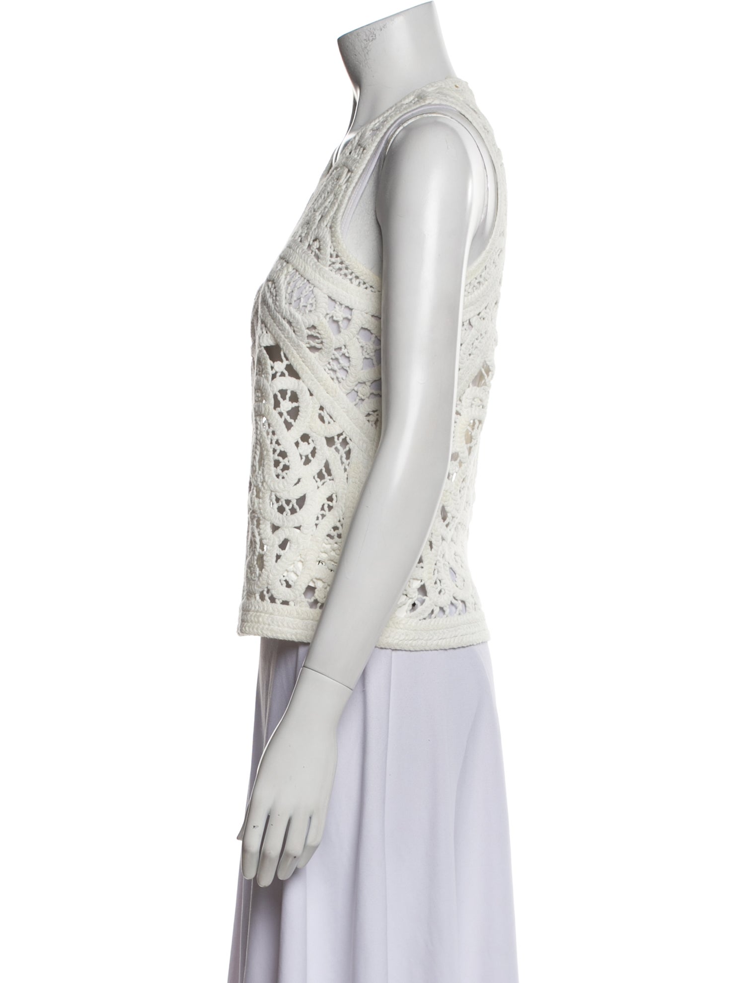 Maje Lace Pattern Scoop Neck Top