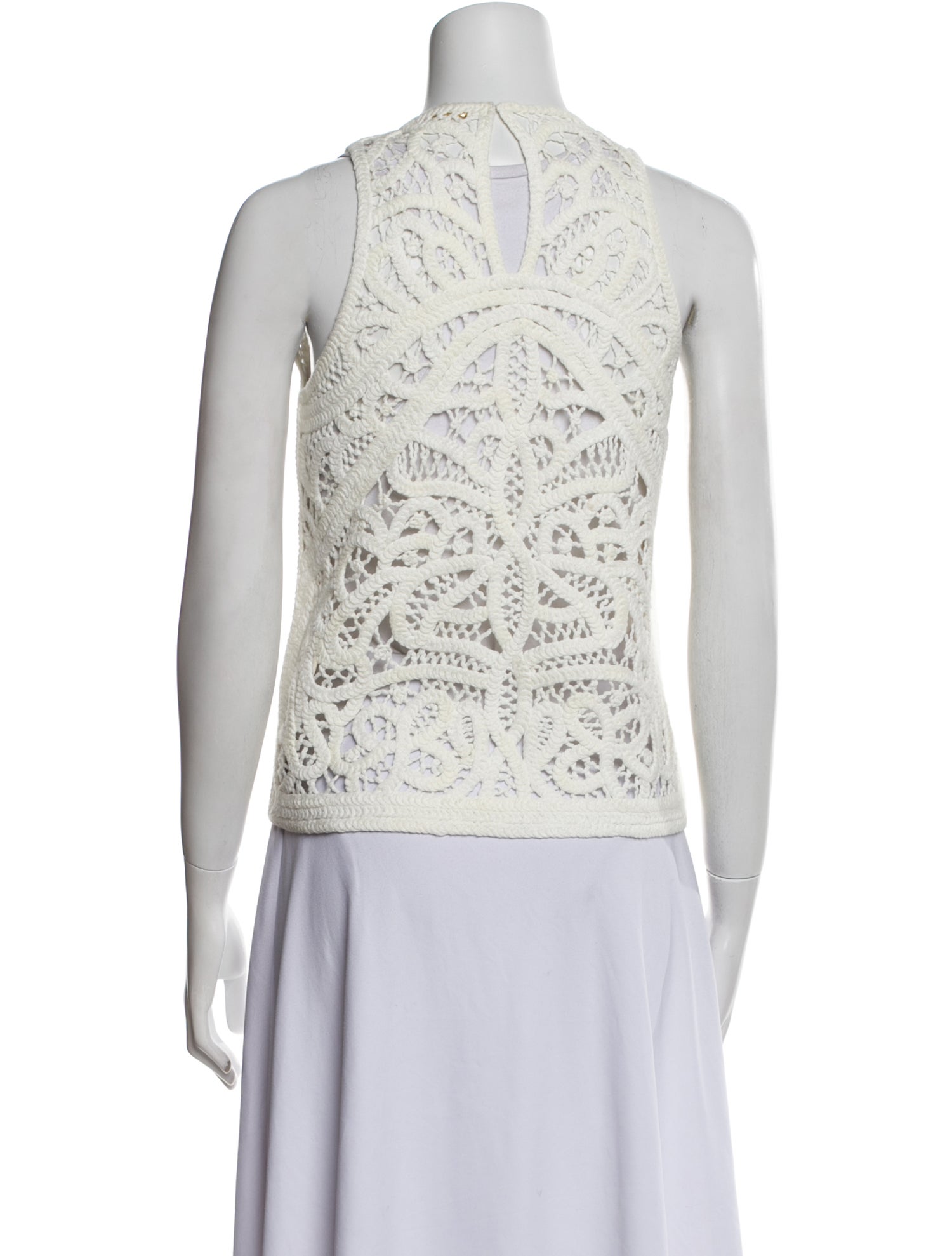 Maje Lace Pattern Scoop Neck Top