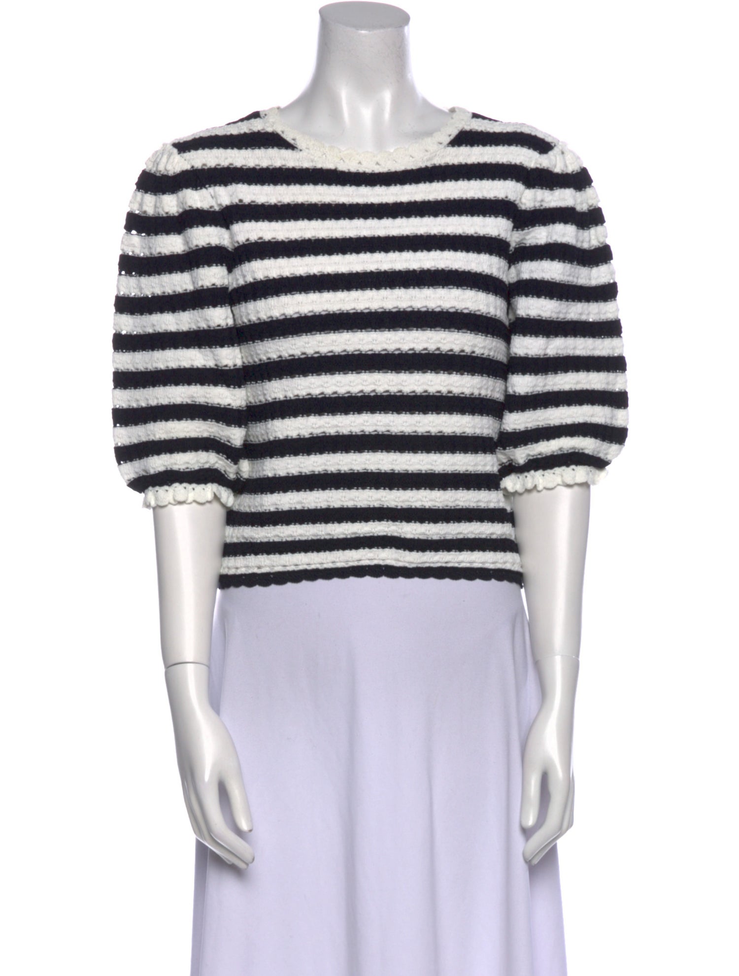 Maje Striped Bateau Neckline Crop Top