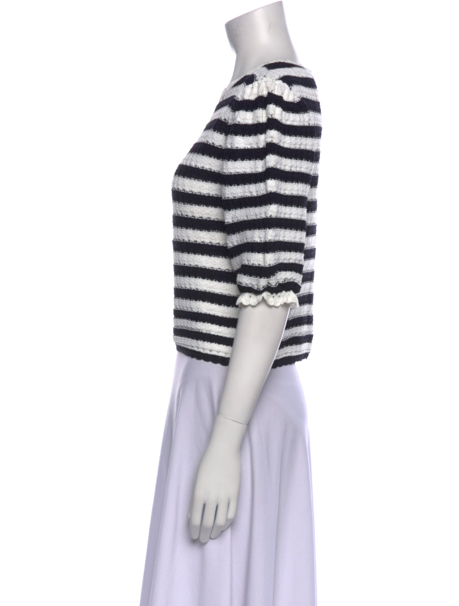 Maje Striped Bateau Neckline Crop Top