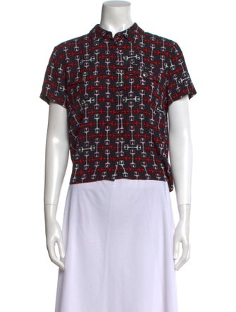 Maje Printed Mock Neck Top