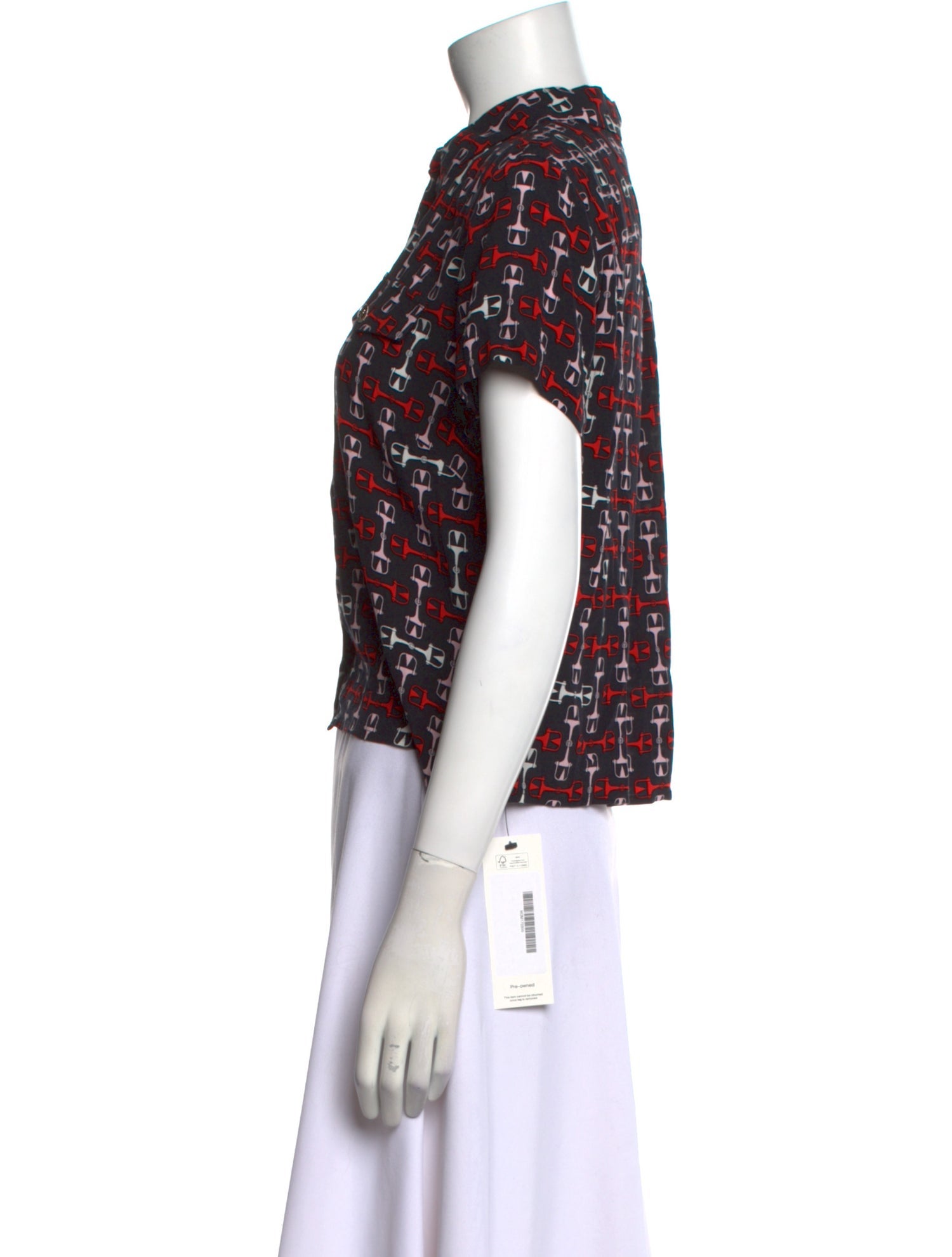 Maje Printed Mock Neck Top