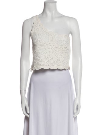 Maje One-Shoulder Sleeveless Crop Top