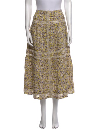 Maje Floral Print Midi Length Skirt